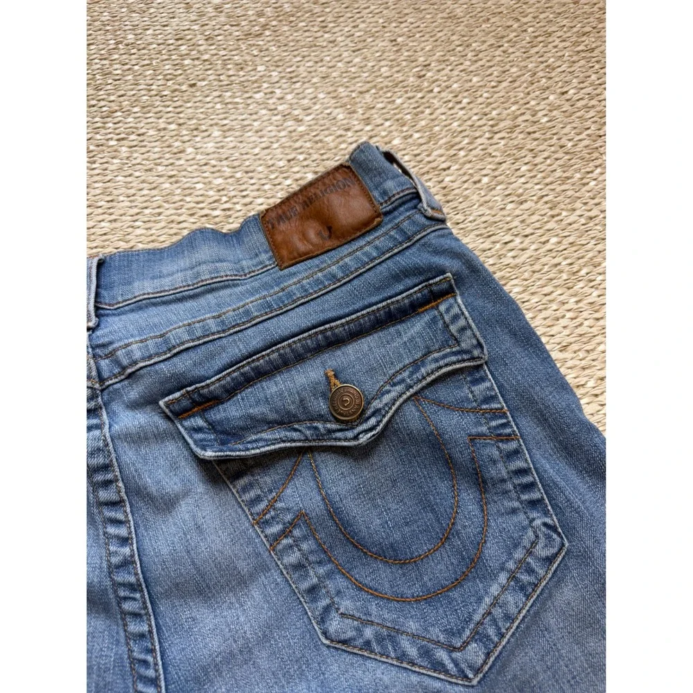 True Religion Ricky Relaxed Straight Leg Jeans Mens 36 Medium Wash Blue Denim